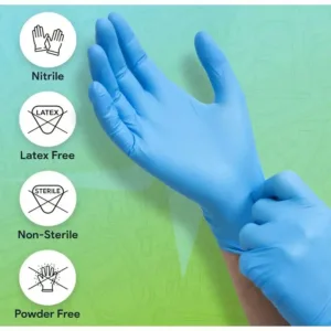 100Pcs Strong Nitrile Gloves - Flexible Blue Disposable Gloves for Cooking, Cleaning, Industrial Safety exfoliating gloves