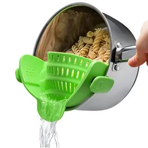 1pc Adjustable Silicone Clip On Strainer For Pots Kitchen Pot Strainer Handheld Drainer For Noodles Pasta Fruit Vegetable