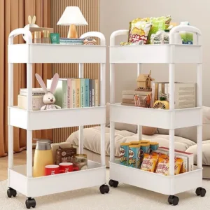 3/4/5 Tier Versatile Utility Rolling Cart Reinforced Handles Ideal Multi Layer Shelves Kitchen Craft Room Bathroom Accessories