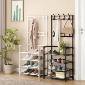 5-Level Metal Shoe Rack Tool-Free Setup Straightforward Design Multi-Purpose Shoes Boots And Sundries in Living Room Hallway