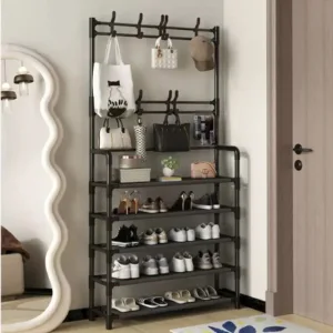 Multifunctional Entrance Shoe Rack – 80CM Large Capacity, 5-Layer Storage Organizer for Shoes, Bags & Accessories.