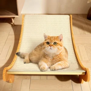 Wooden Cat Scratching Pad and Bed, Multifunction Detachable Scratch Board, Wear-Resistant Kitten Toy and Lounger