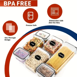 24Piece Airtight Food Storage Containers Set BPA-Free Plastic Canisters for Cereal Flour Sugar Pantry Organization with 40Labels