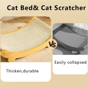 Wooden Cat Scratching Pad and Bed, Multifunction Detachable Scratch Board, Wear-Resistant Kitten Toy and Lounger