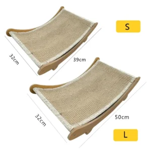 Wooden Cat Scratching Pad and Bed, Multifunction Detachable Scratch Board, Wear-Resistant Kitten Toy and Lounger