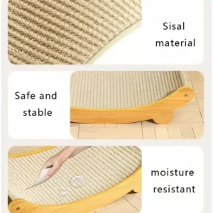 Wooden Cat Scratching Pad and Bed, Multifunction Detachable Scratch Board, Wear-Resistant Kitten Toy and Lounger