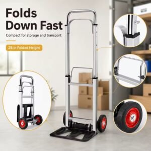 Folding Aluminum Hand Truck, Heavy-Duty Portable Luggage Cart with Rubber Wheels, Foldable… | DropshipVIP — image 2