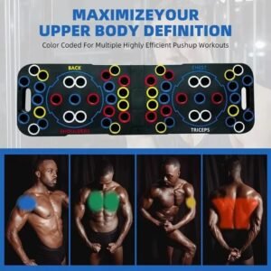 Color-coded push up board positions for upper-body workouts
