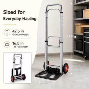 Folding Aluminum Hand Truck, Heavy-Duty Portable Luggage Cart with Rubber Wheels, Foldable… | DropshipVIP — image 4