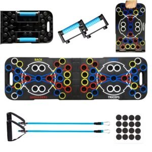 20-in-1 foldable push up board with handles and resistance bands
