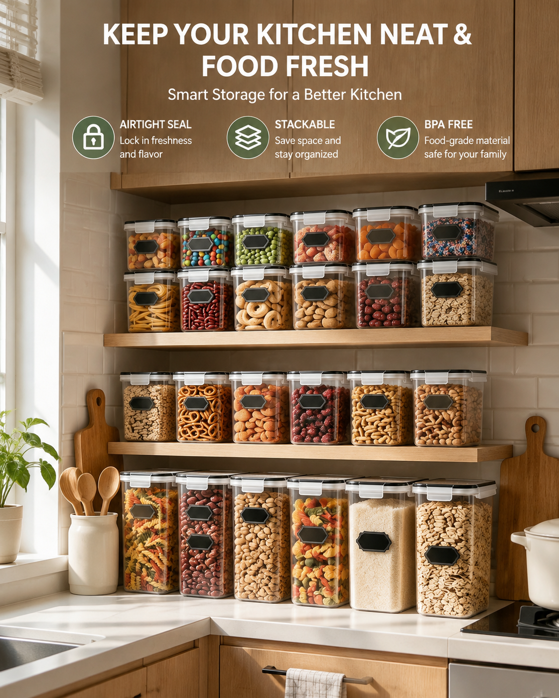 24-Piece Airtight Food Storage Container Set with 40 Labels | DropshipVIP — main product image